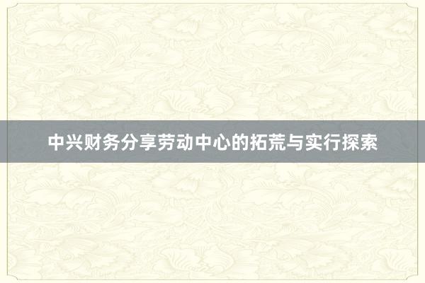中兴财务分享劳动中心的拓荒与实行探索